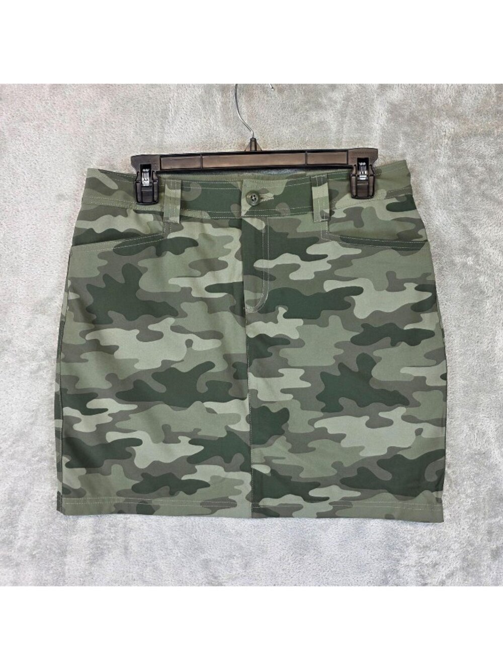 Eddie Bauer Skort Womens 6 Green Camo Adventurer 2.0 Stretch Lined Hiking Travel